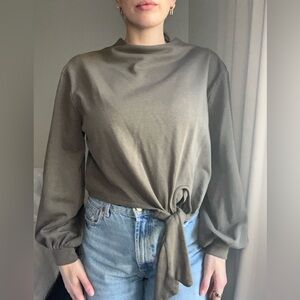 Women's Olive Green Tie-Front Top House of Harlow x Revolve